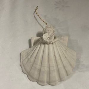 Vtg Margaret Furlong 1996 Porcelain Shell Shaped Morning Glory Angel Handcrafted